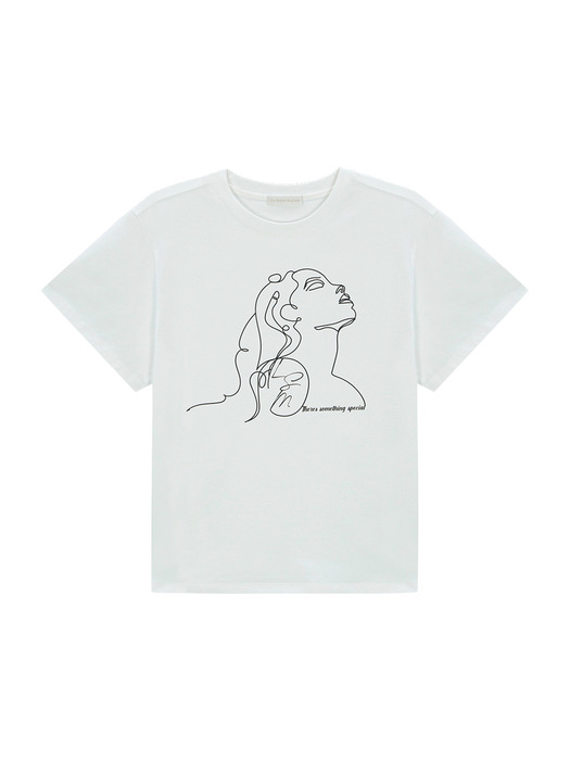 Women Abstract Drawing T-Shirts [OFF WHITE]