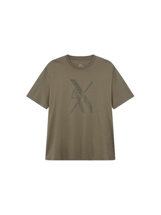 AX 남성 빅 AX 로고 크루넥 티셔츠(A413330006)_카키