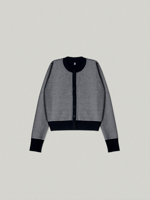 REVERSIBLE STRIPE CARDIGAN [BLACK]