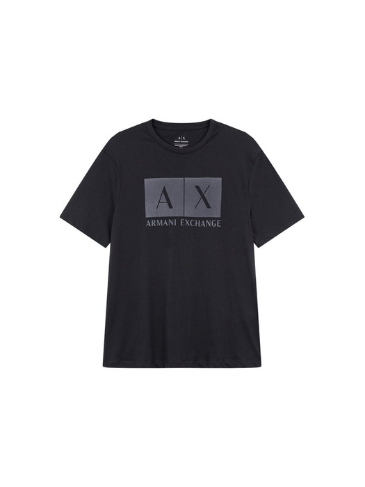 AX남성 스퀘어 로고 소프트 티셔츠A413330010-블랙