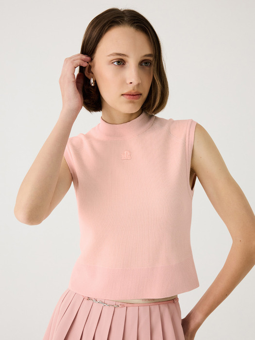 TWO TONE RIBBED VEST - PINK