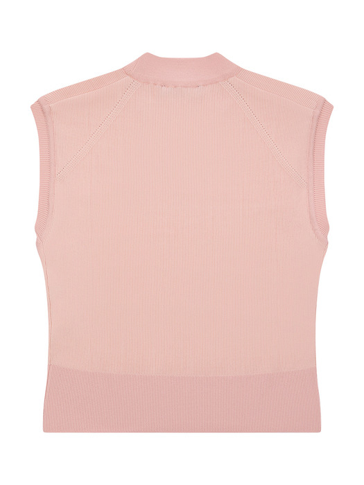 TWO TONE RIBBED VEST - PINK