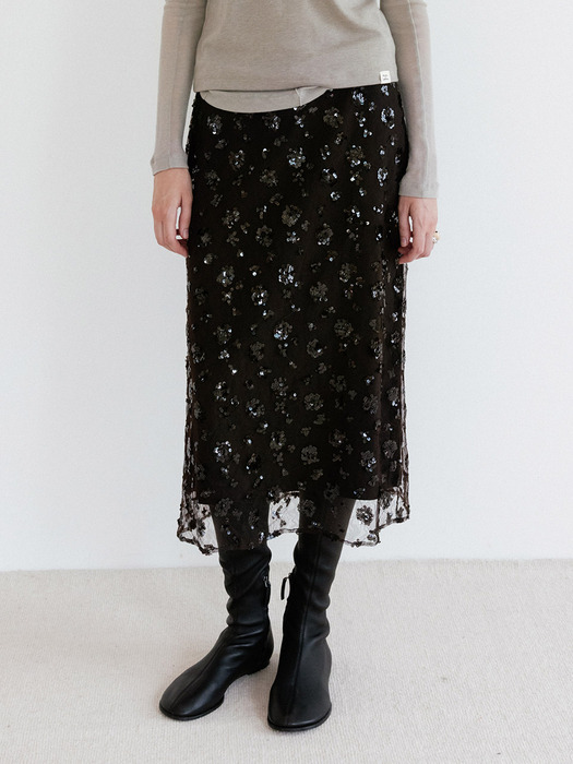 H line Spangled long Skirt SW5XS317_2color
