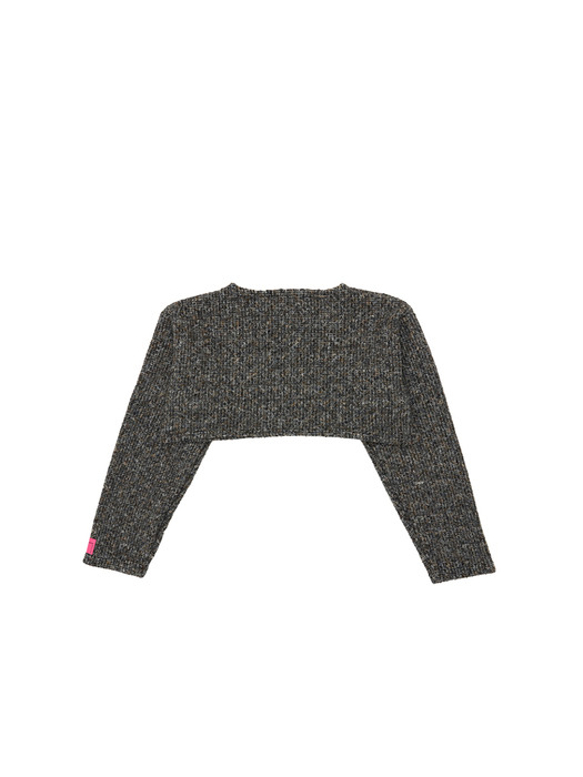 Wool blend Round neck Crop Stud Knit Tshirts Black