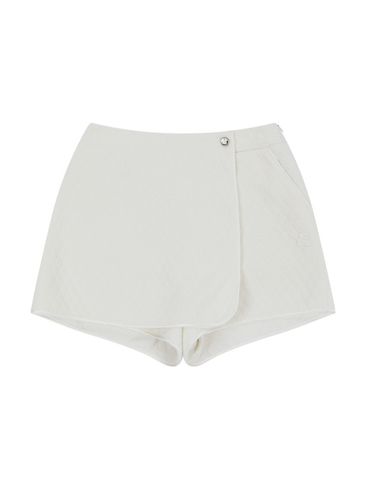 JERSEY QUILTED CULOTTE PANTS - IVORY