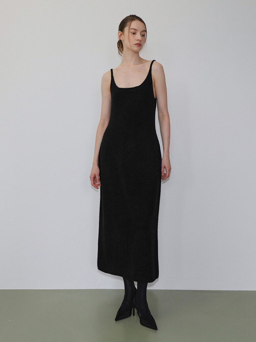 Raccoon long slip dress Black