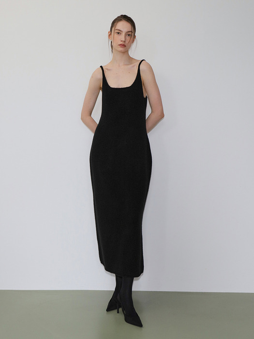 Raccoon long slip dress Black