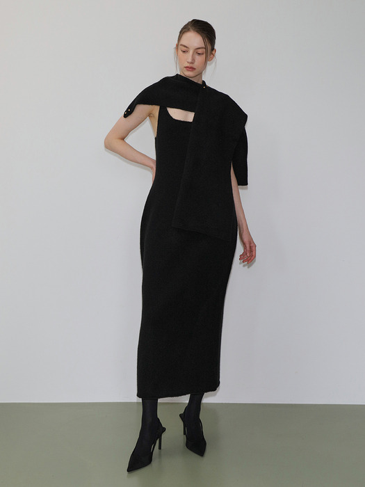 Raccoon long slip dress Black