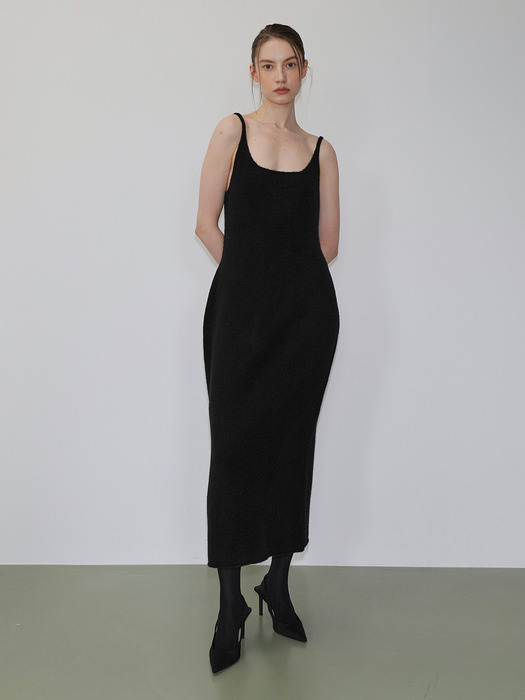 Raccoon long slip dress Black