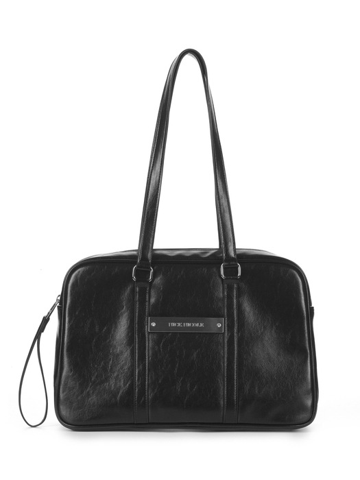 CRYSTAL LEATHER BOSTON BAG_BLACK