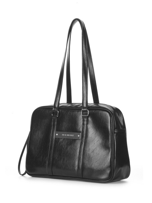 CRYSTAL LEATHER BOSTON BAG_BLACK