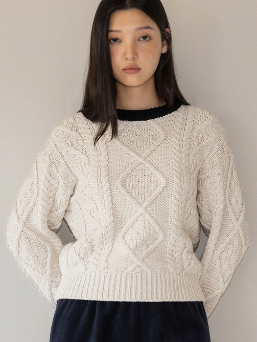 Round cable knit (oatmeal)