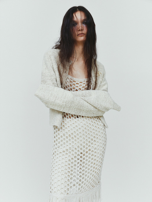 BOUCLE METAL CARDIGAN (ivory)