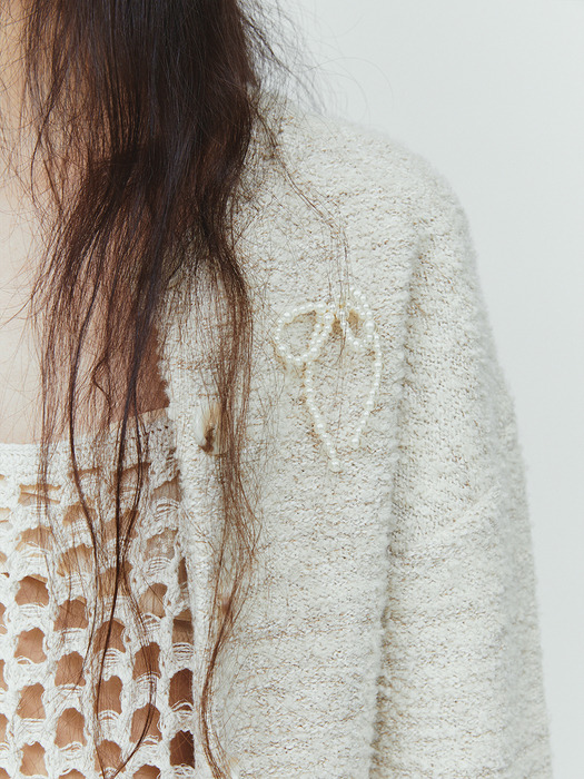 BOUCLE METAL CARDIGAN (ivory)