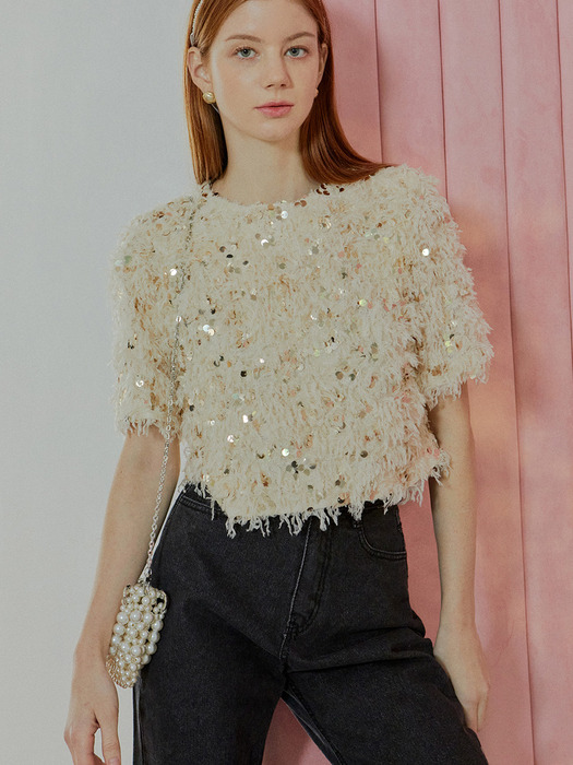 Sparkling feather blouse