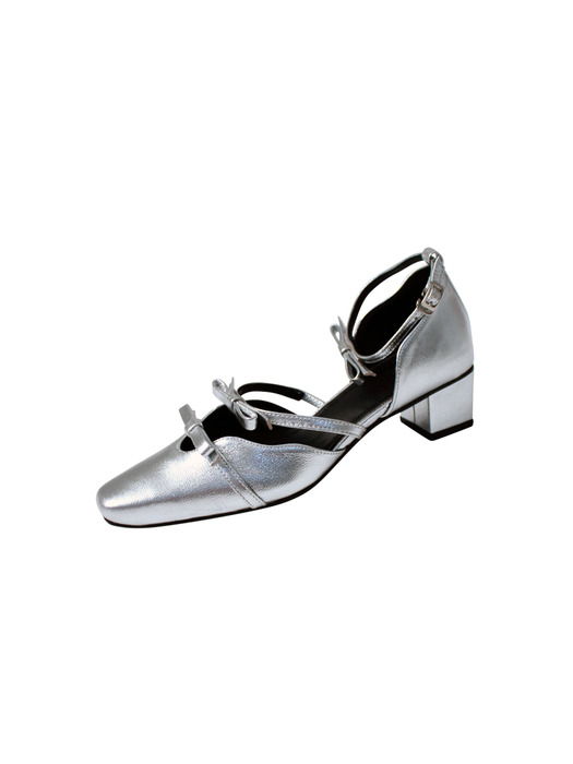 3-Strap Love-Tie Shoes (Silver)
