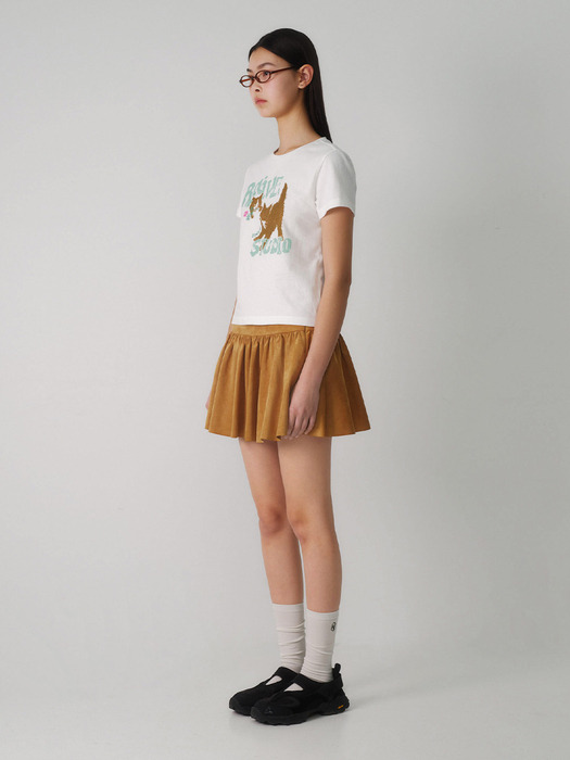 Suede Flare Skirt in Camel VW4SS123-92