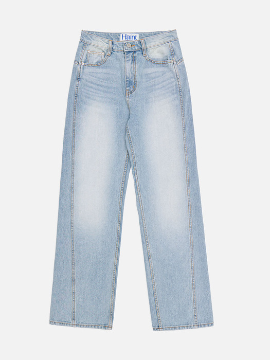 DOUBLE STITCH LONG WIDE DENIM PANTS