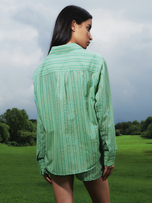 BETTA Oversized Shirt Green Stripe