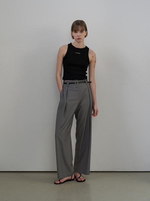 Stretch Tailored One-Tuck Trousers Gray