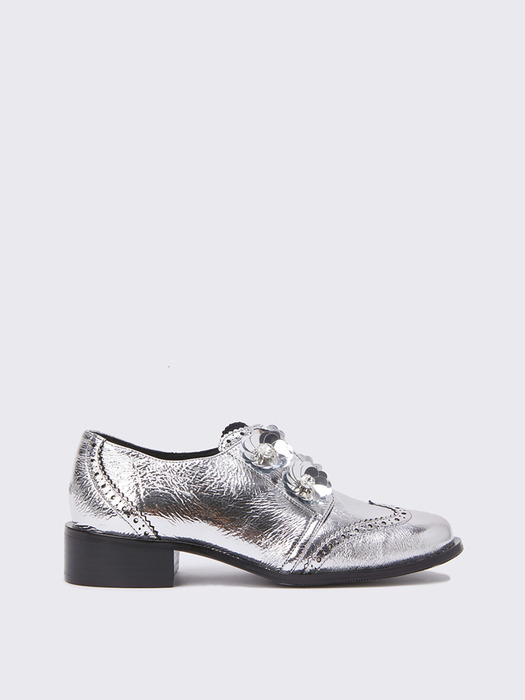 [김나영 착용] Spangle flower loafer(silver)_DG1DS24017SVX