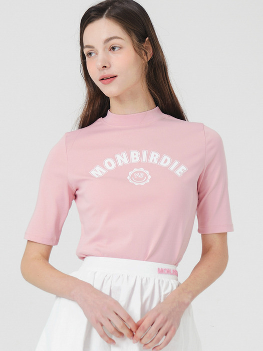 몽버디 5부 슬림핏 티셔츠 PINK