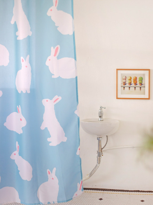 토끼 방수 욕실 샤워 커튼