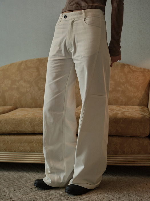 Cotton Line Pants (White)