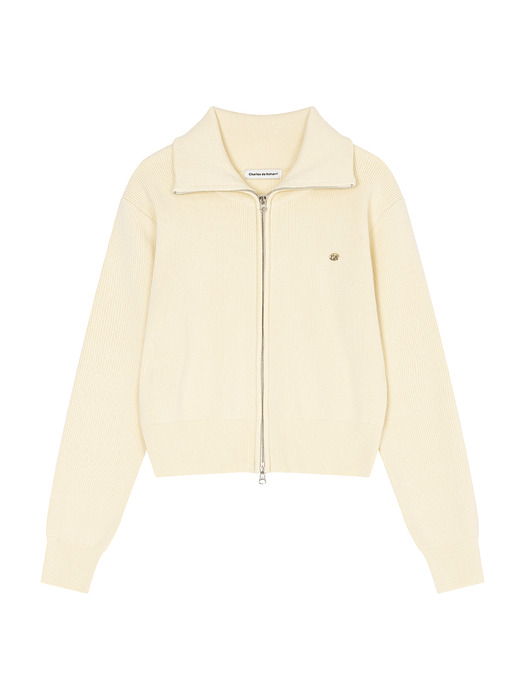 Rohan collar zip-up knit_Ivory