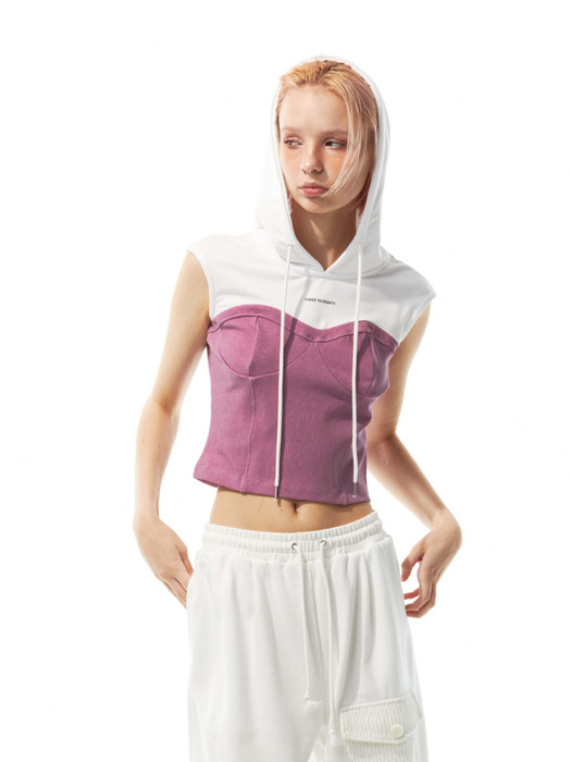 HOODED CORSET T-SHIRT (PINK)