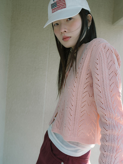 VELVET TEXTURED CARDIGAN_LIGHT PINK