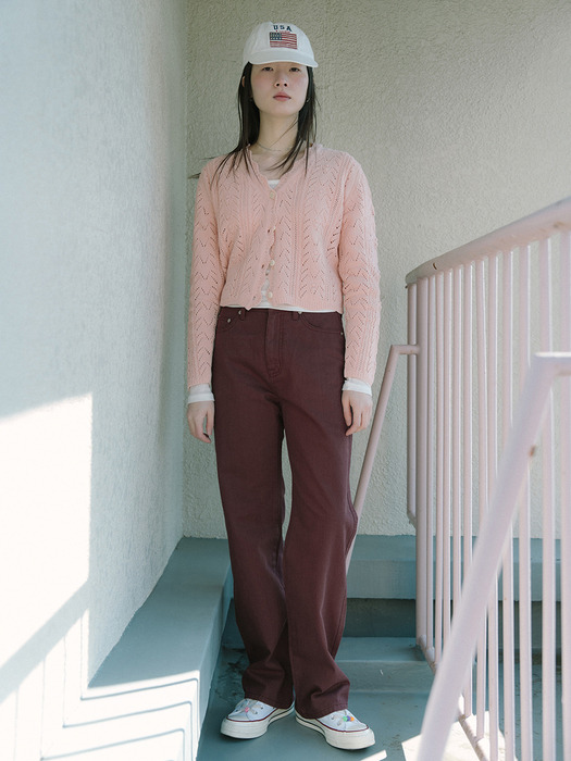 VELVET TEXTURED CARDIGAN_LIGHT PINK