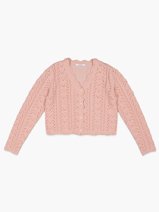 VELVET TEXTURED CARDIGAN_LIGHT PINK