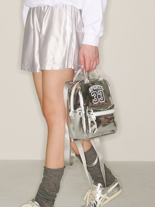 SPORTS33 Vegan Leather Mini Backpack (SILVER)