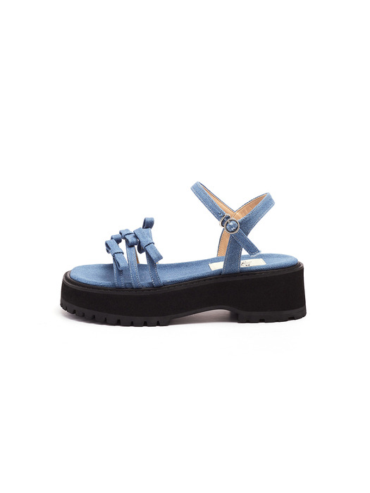Ribbi Petite Ribbon Platform Sandals - Denim Blue