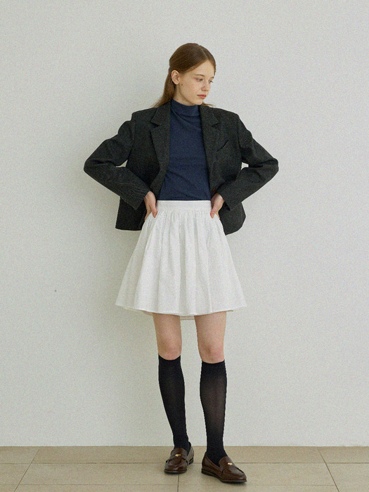 24SS_ 퓨어  셔링 스커트 Pure shirring skirt (White)