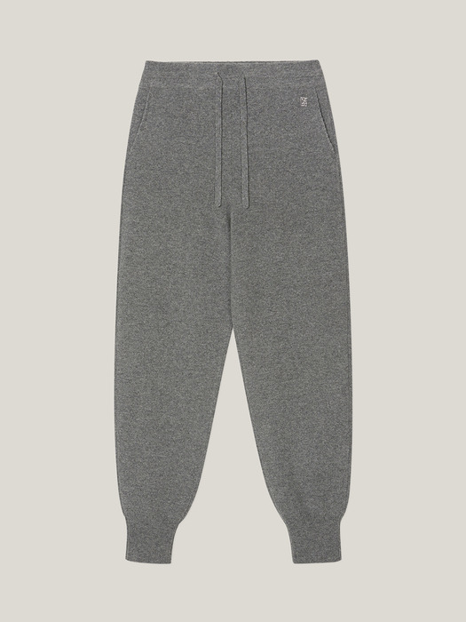 Cashmere 100% Jamie Jogger Knit Pants (Ash Grey)