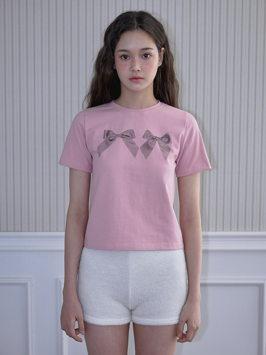 Twin Ribbon T-shirt [Pink]