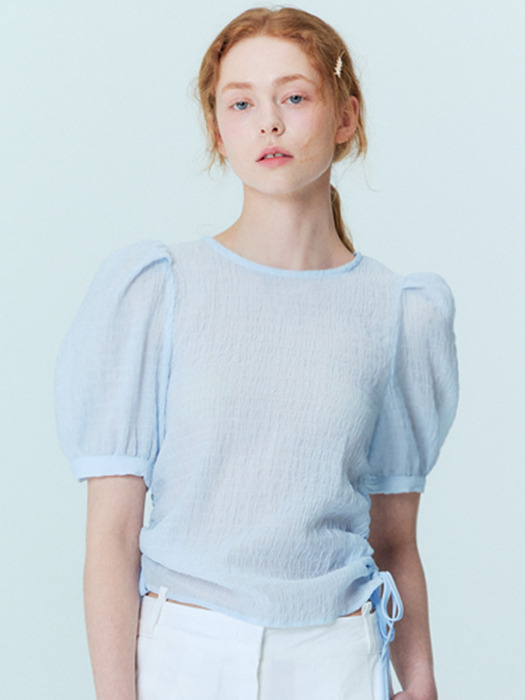 Crinkle string blouse_Sky