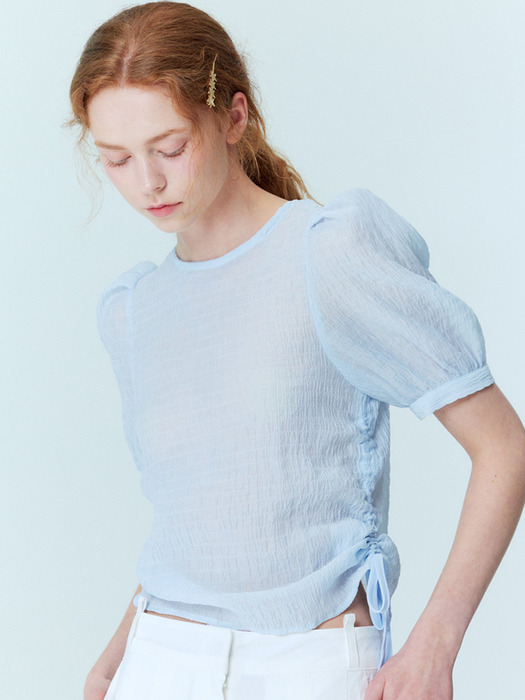 Crinkle string blouse_Sky