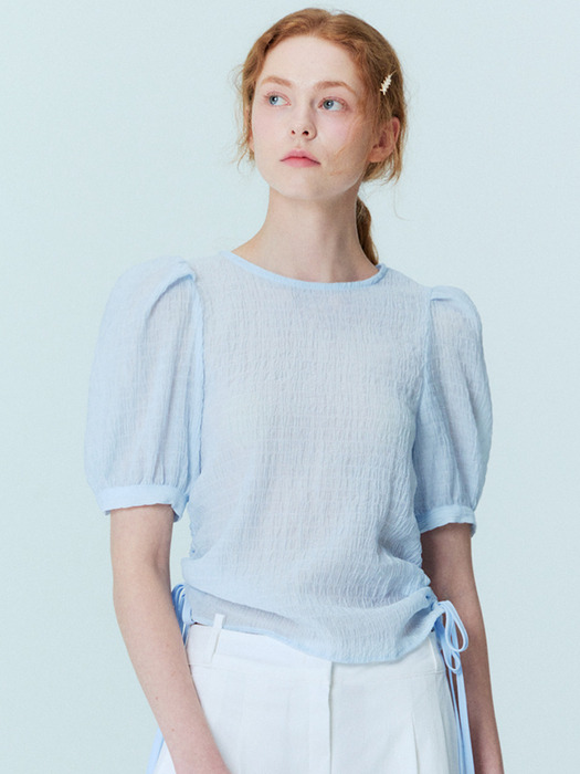 Crinkle string blouse_Sky