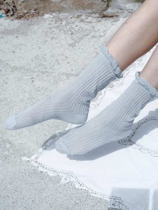 Via Ann shirring socks (Light gray)