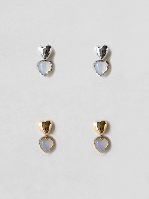 Opal blue 2 heart earring (2colors)