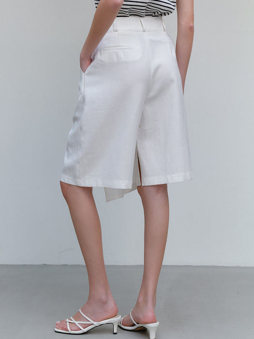 comos 1150 wrap bermuda linen pants (ivory)