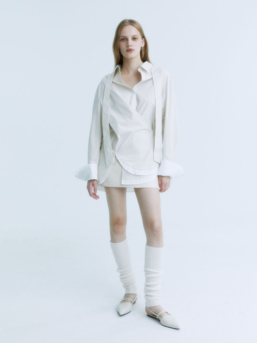 MARIA Double Layered Cuffs Shirts_Soft Beige