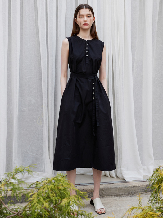 ワンピース [Amour moier] amr1424 belt sleeveless one-piece amr1424 belt sleeveless one-piece (black) - 아무르무아르
