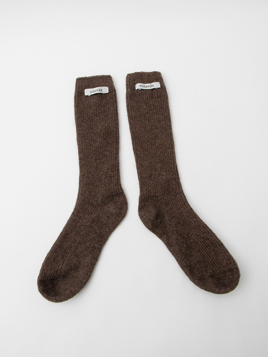 WOOL LONG SOCKS BROWN