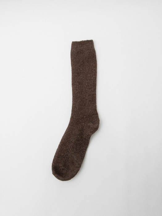 WOOL LONG SOCKS BROWN