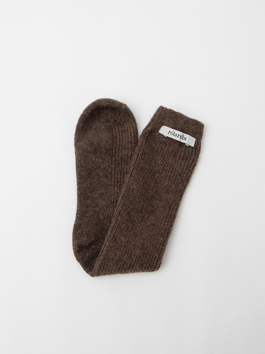 WOOL LONG SOCKS BROWN