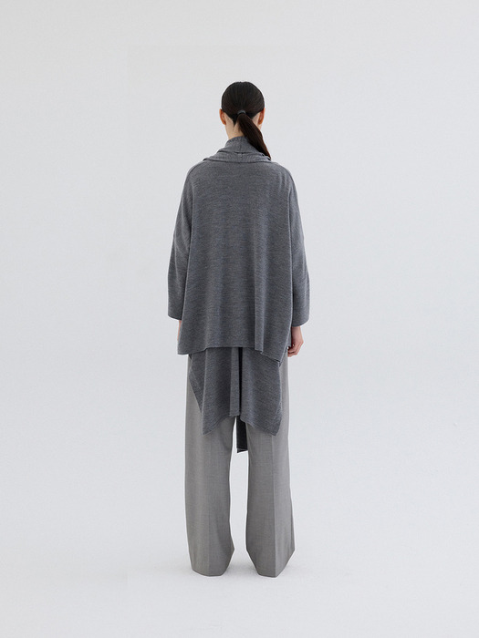 WOOL SHAWL CARDIGAN_GREY